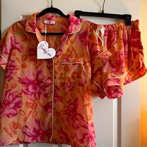 Buddy Love Floral Pink and Orange Pajama Set NWT